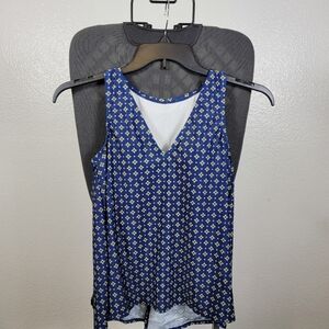 Kona Sol Tankini Top Blue With White And Gold Accents Size S (4-6)